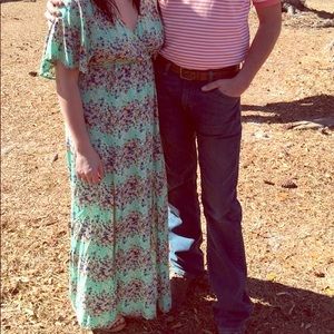 Floral maxi dress with double leg split